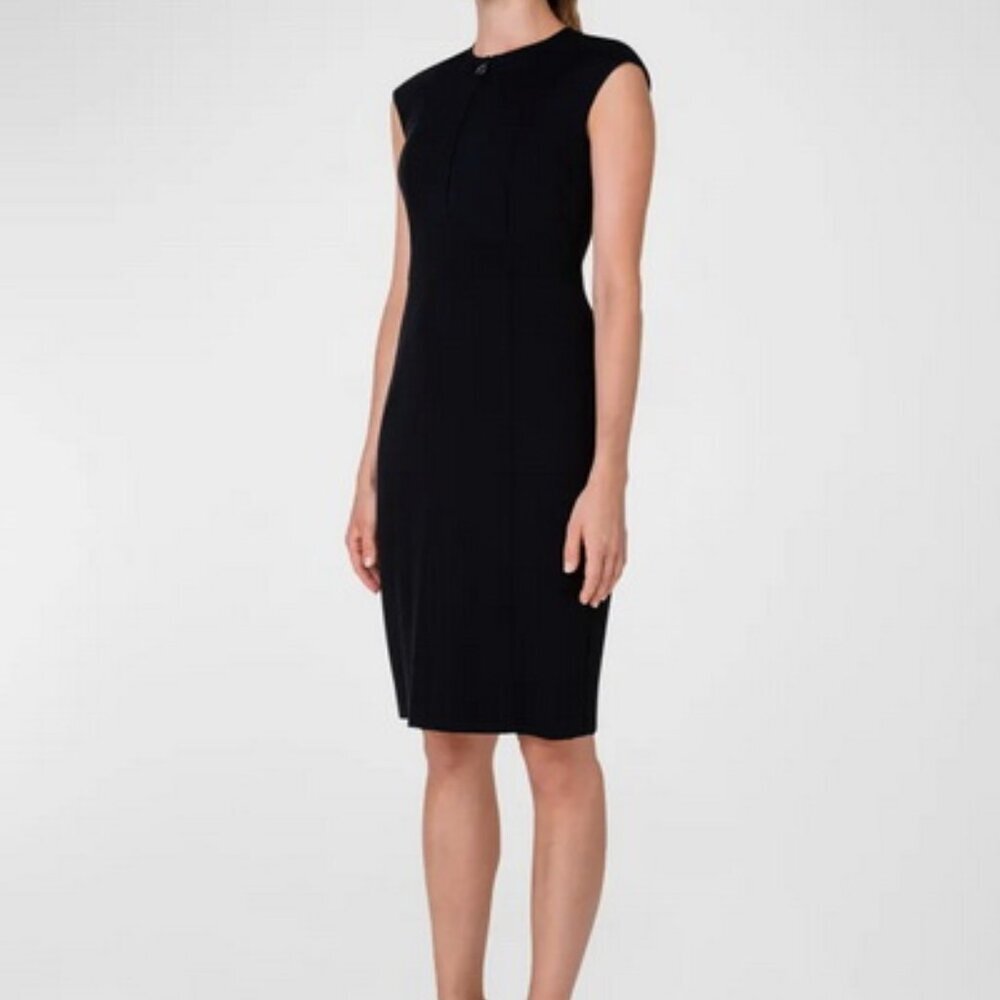 Akris Punto Black Cap Sleeve Sheath Dress - Picture 2 of 4